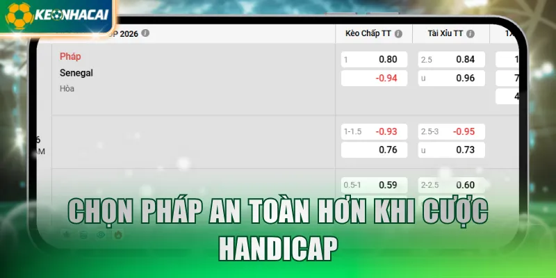 Chọn Pháp an toàn hơn khi cược Handicap