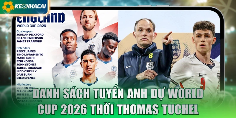 Danh sách tuyển Anh dự World Cup 2026 dưới thời Thomas Tuchel
