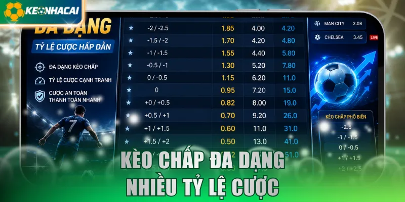Kèo chấp đa dạng nhiều tỷ lệ cược