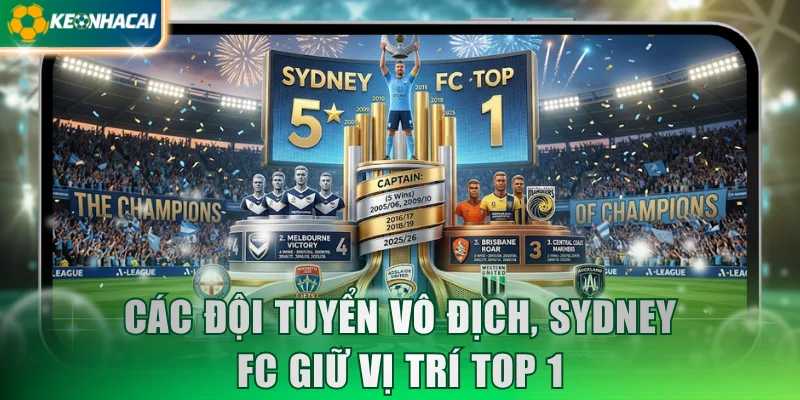 Các đội tuyển vô địch, Sydney FC giữ vị trí top 1