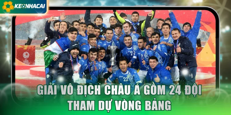 Giải vô địch Châu Á gồm 24 đội tham dự vòng bảng