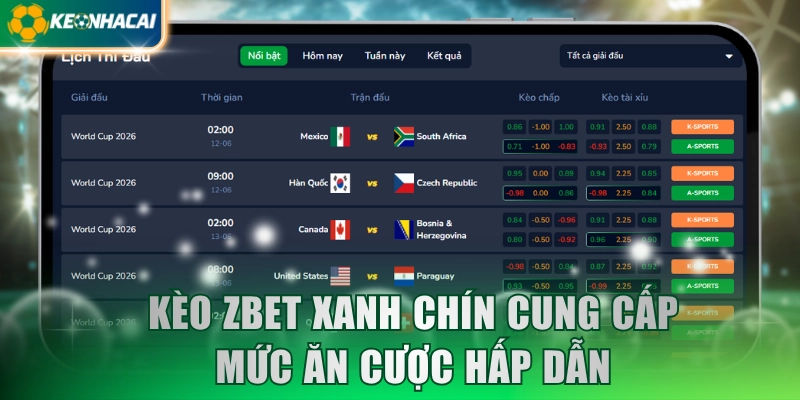 Kèo ZBET xanh chín cung cấp mức ăn cược hấp dẫn
