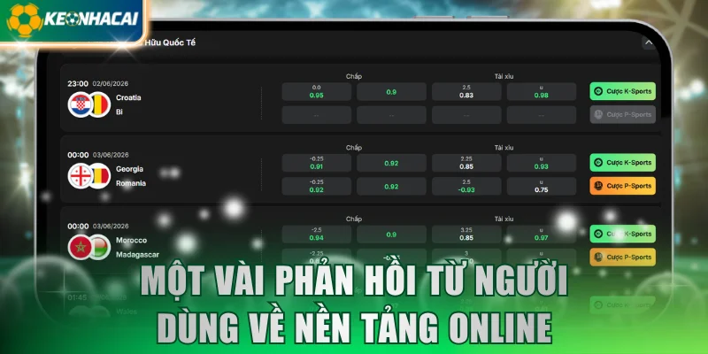 Một vài phản hồi từ người dùng về nền tảng online