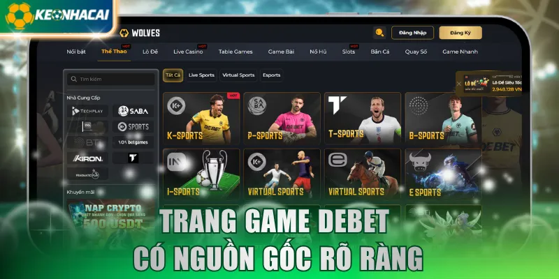 Trang game DEBET có nguồn gốc rõ ràng